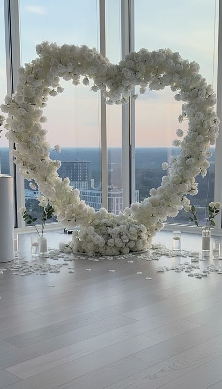 The arch in daylight, sky visible through the glass